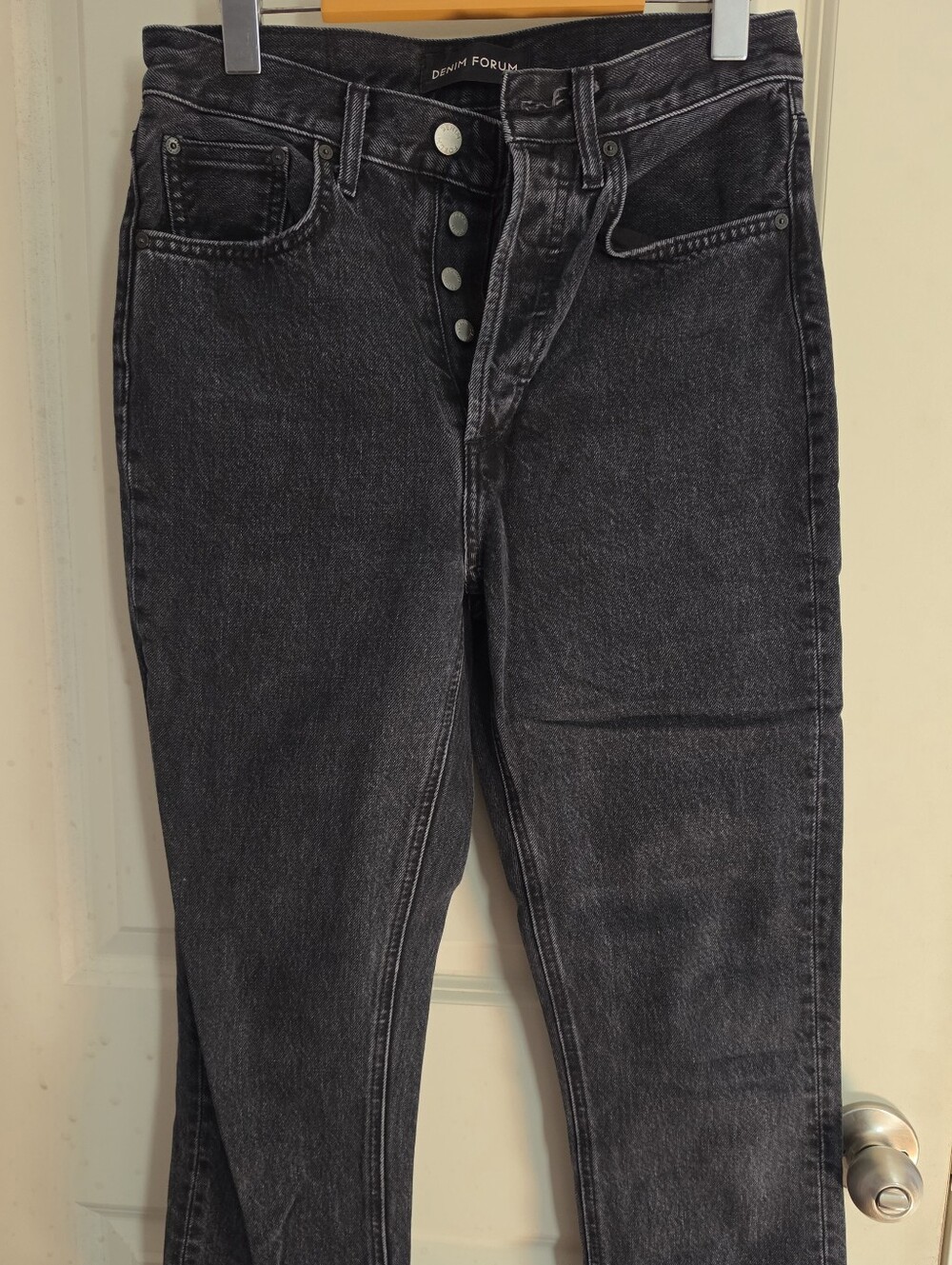 Denim Forum High-Rise Black Button-Fly Jeans
